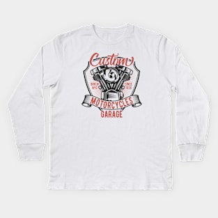 Custom motorcycle garage Kids Long Sleeve T-Shirt